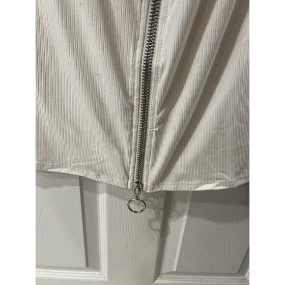 Soncy Off Shoulder Dress Womens PLUS Sz 1X Double Zipper Sexy Ribbed Knit New - Picture 3 of 8